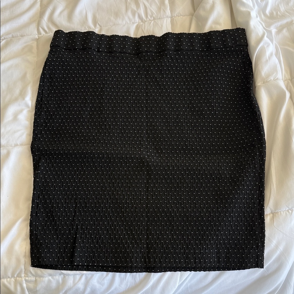 Elle Black Textured Stretchy Pencil Skirt